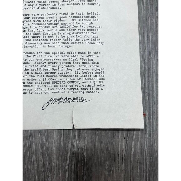 Vintage  Promotional Letter from Health Supply Centre April 30, 1937 - Picture 2 of 7